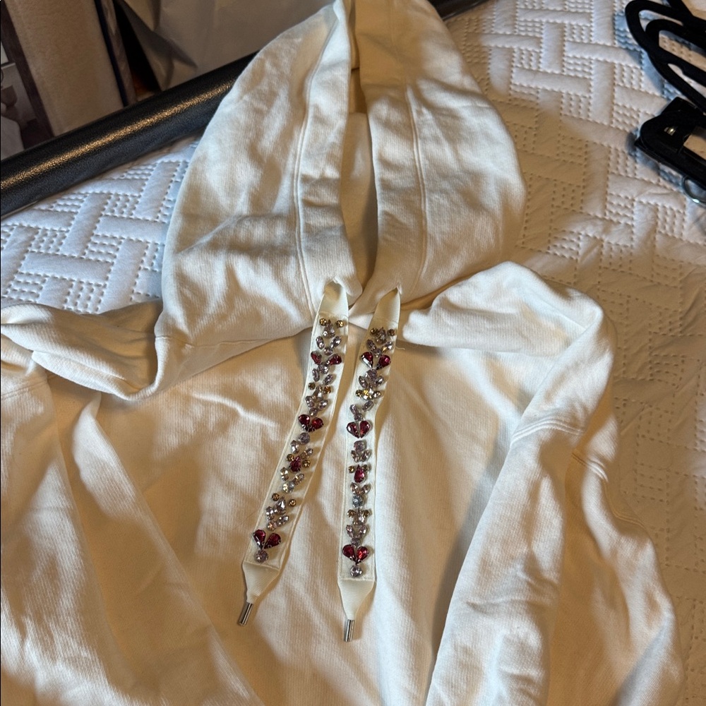 Express Embellished Drawstring Hooded Pullover Hoodie Sweatshirt